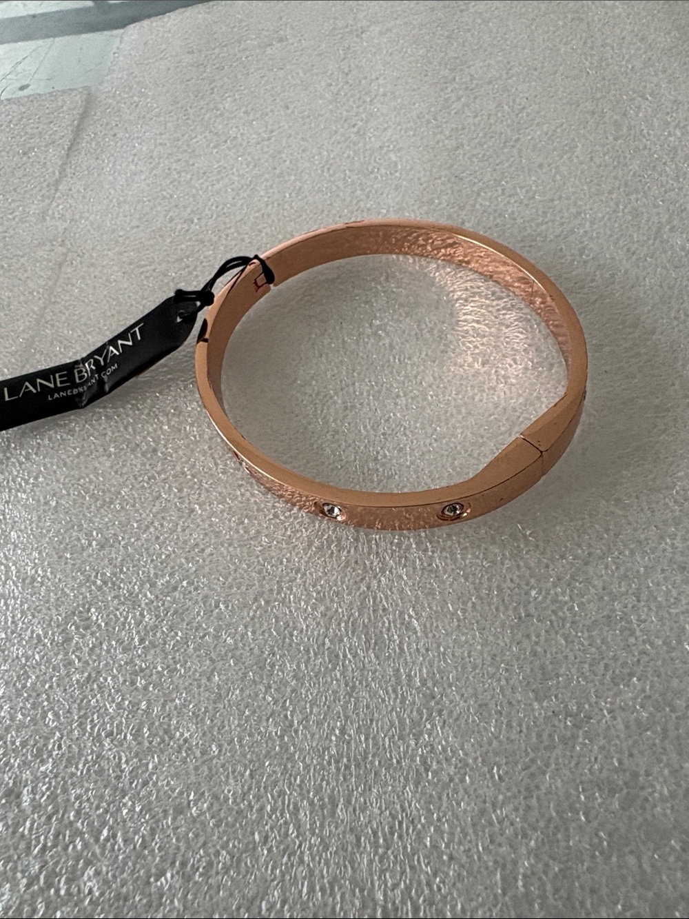Lane Bryant Rose Gold Crystal-Trim Hinged Bangle